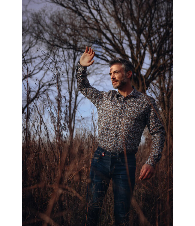 Modern Fit Mustard Tumbling Glasses Shirt