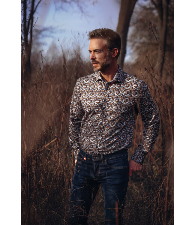 Modern Fit Mustard Tumbling Glasses Shirt