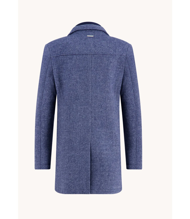 Mid Blue Funnel Neck Overcoat