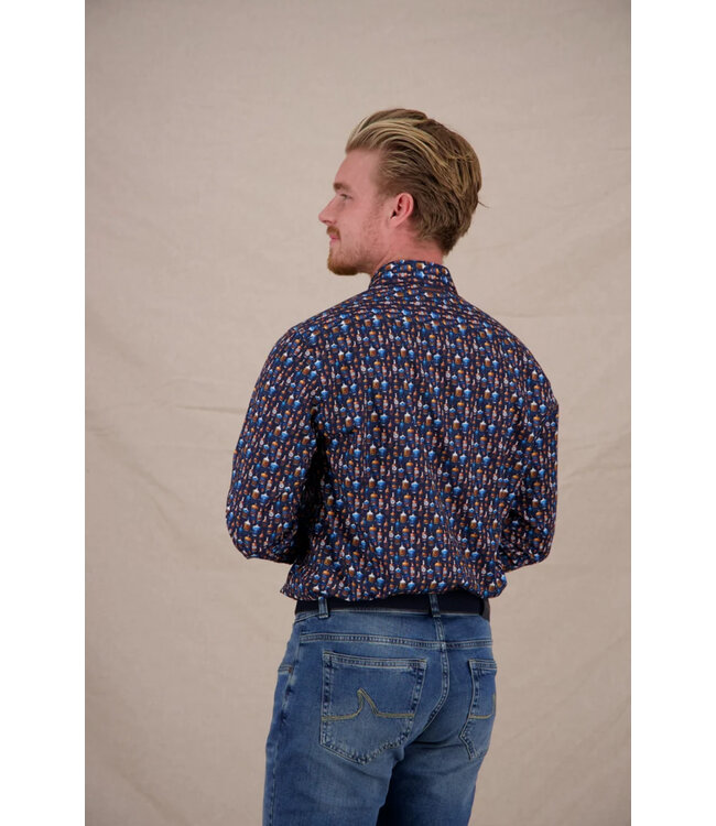 Modern Fit Navy Bottle Row Shirt