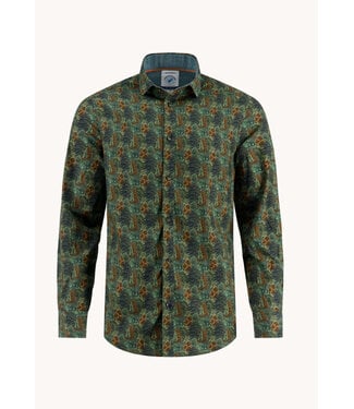 A FISH NAMED FRED Modern Fit Dark Green Forest Shirt