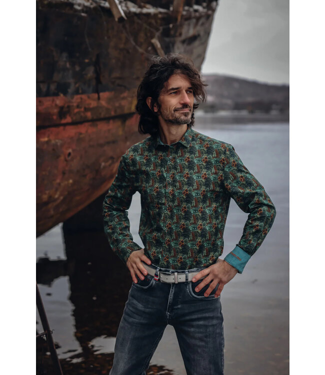 Modern Fit Dark Green Forest Shirt