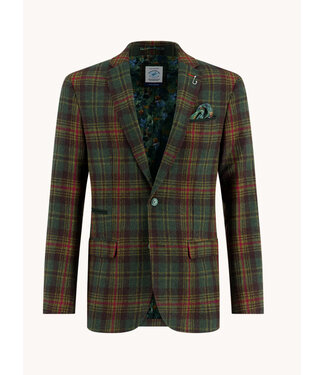 A FISH NAMED FRED Slim Fit Green Tan Plaid Sport Coat