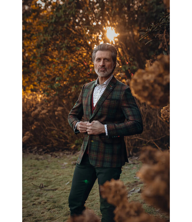 Slim Fit Green Tan Plaid Sport Coat