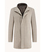 Tan Herringbone Funnel Neck Overcoat