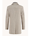 Tan Herringbone Funnel Neck Overcoat