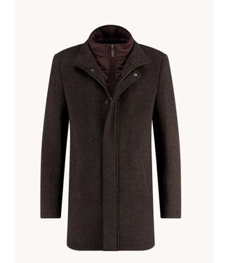 A FISH NAMED FRED Brown Funnel Neck Overcoat