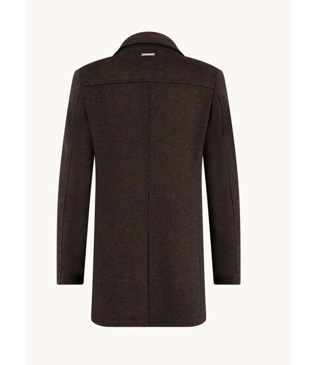 Brown Funnel Neck Overcoat