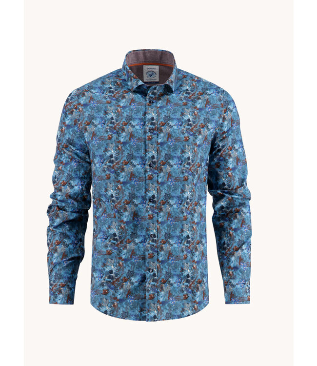 Modern Fit Blue Highland Watercolour Shirt