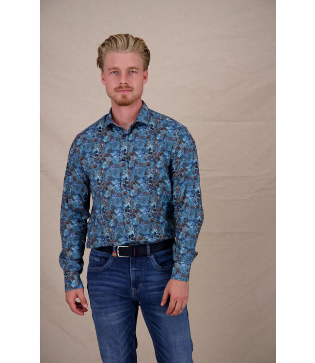 Modern Fit Blue Highland Watercolour Shirt