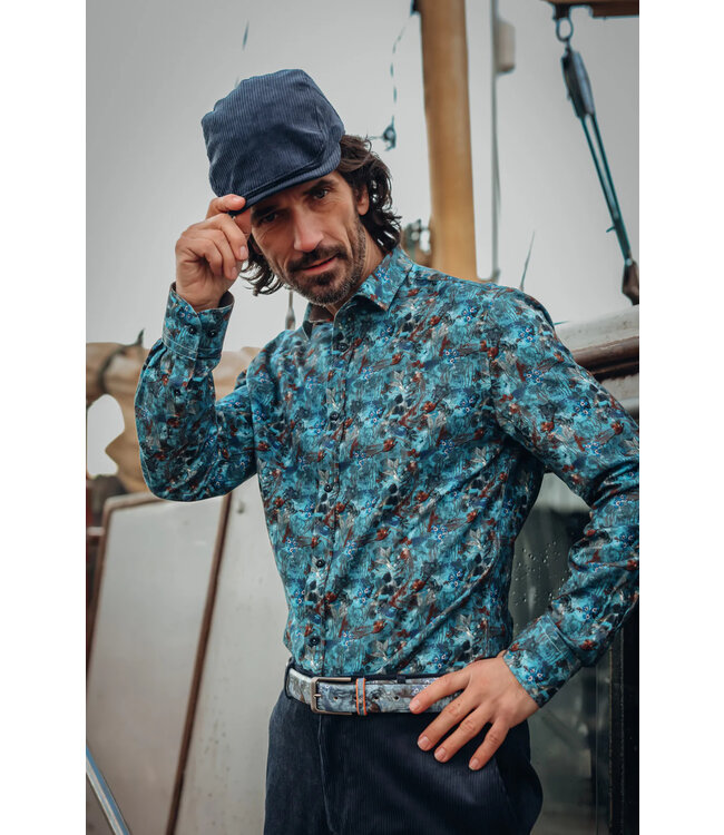 Modern Fit Blue Highland Watercolour Shirt