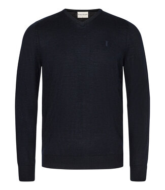 BRUUN & STENGADE Navy Uranus V Neck Sweater
