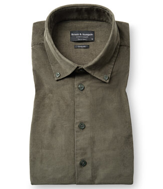 BRUUN & STENGADE Modern Fit Green Monti Corduroy Shirt