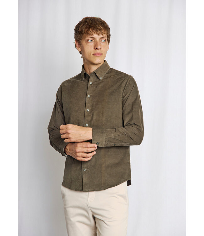 Modern Fit Green Monti Corduroy Shirt