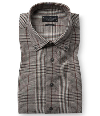BRUUN & STENGADE Modern Fit Brown Plaid Tazul Shirt