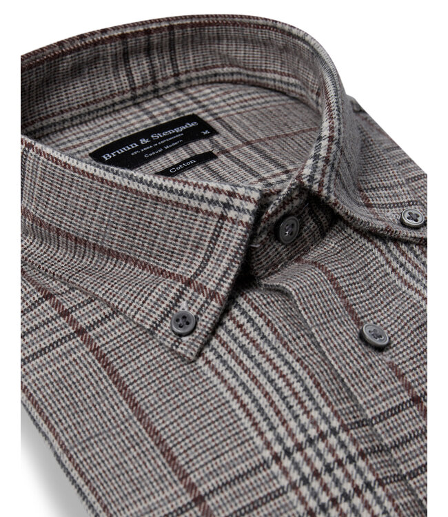 Modern Fit Brown Plaid Tazul Shirt