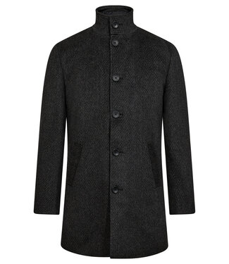 BRUUN & STENGADE Dark Grey Tweed Overcoat