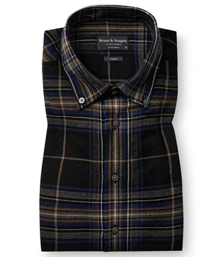 BRUUN & STENGADE Modern Fit Navy Plaid Shanin Shirt