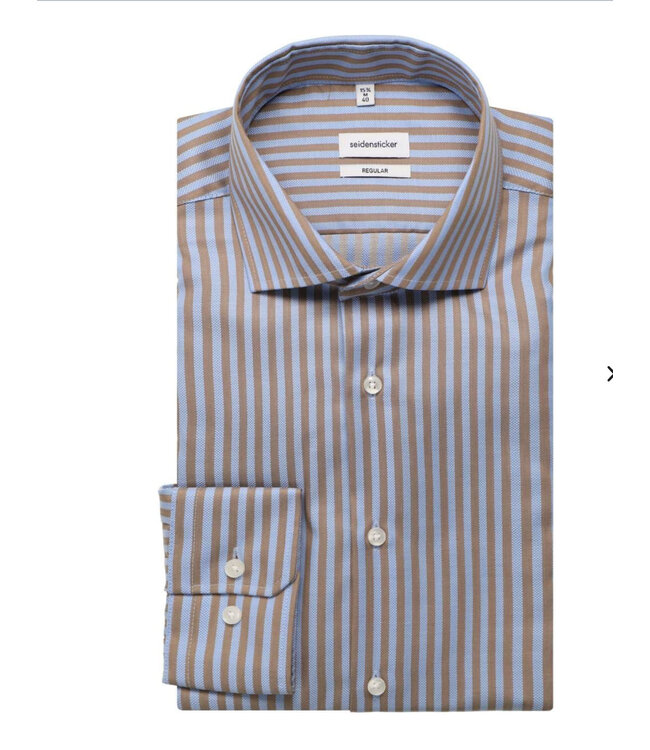Modern Fit Blue Tan Stripe Shirt