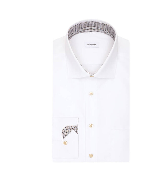 Modern Fit White Tan Button Shirt