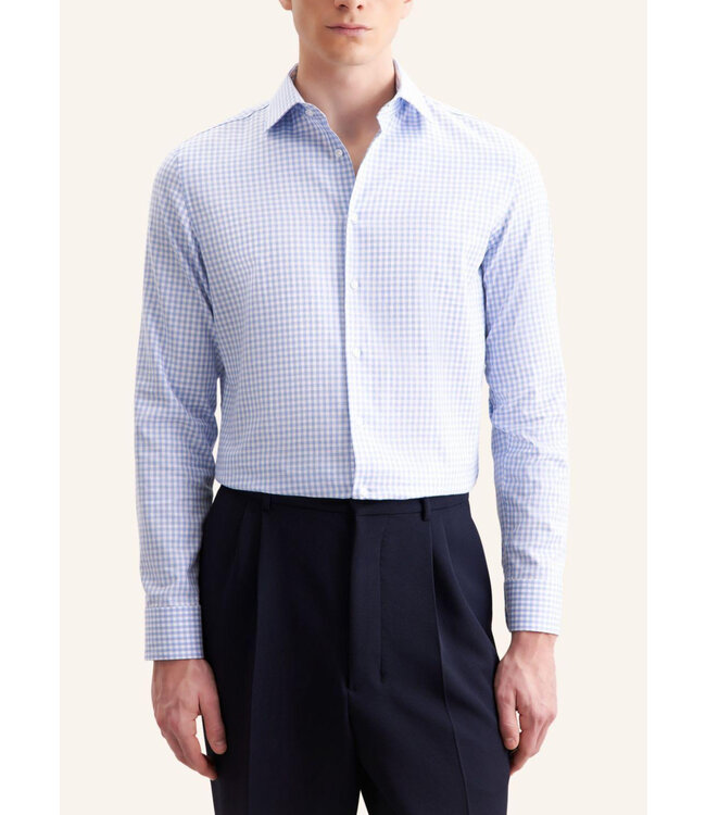 Slim Fit Blue Gingham Shirt