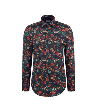 SEIDENSTICKER Slim Fit Dark Grey Floral Shirt