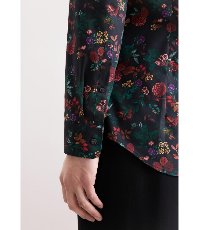 Slim Fit Dark Grey Floral Shirt