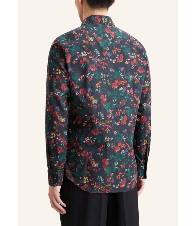 Slim Fit Dark Grey Floral Shirt
