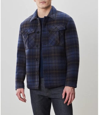 ROBERT BARAKETT Navy Kaden Plaid Overshirt