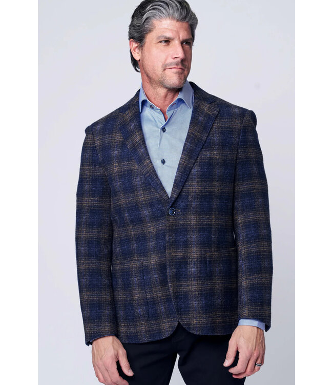 Modern Fit Navy Plaid Delta Sport Coat