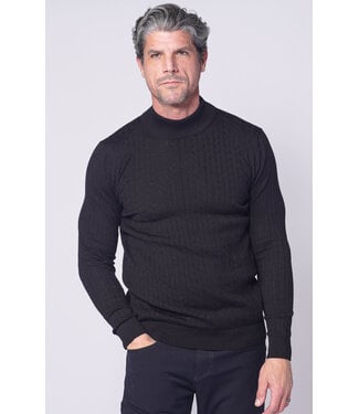 7 DOWNIE Black  Cable Mock Neck