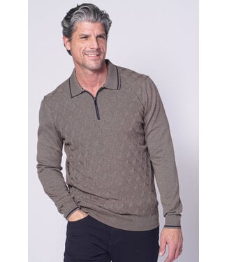 7 DOWNIE Brown Zip Neck Polo