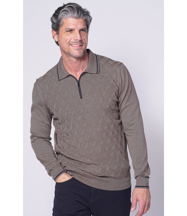Brown Zip Neck Polo