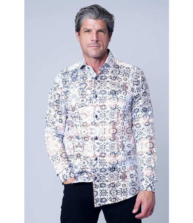 Modern Fit Ecru Print Shirt