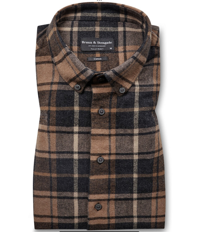 Modern Fit Brown Sarazen Plaid Flannel Shirt