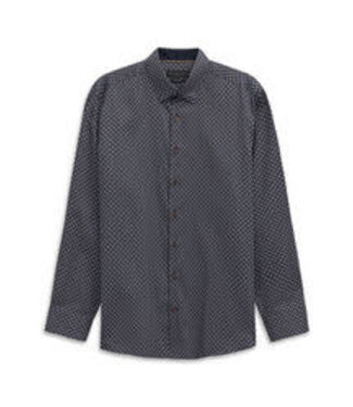 BUGATTI Modern Fit Navy Tan  Print Shirt