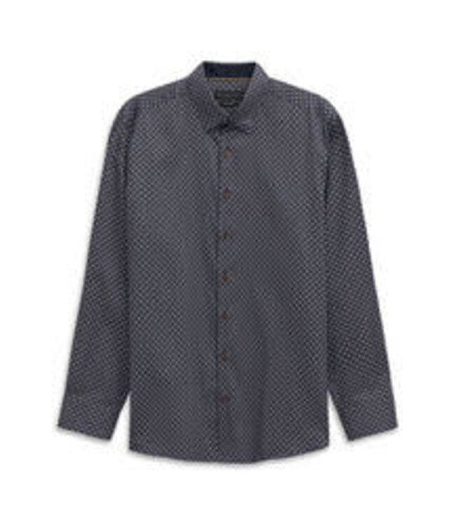 Modern Fit Navy Tan  Print Shirt