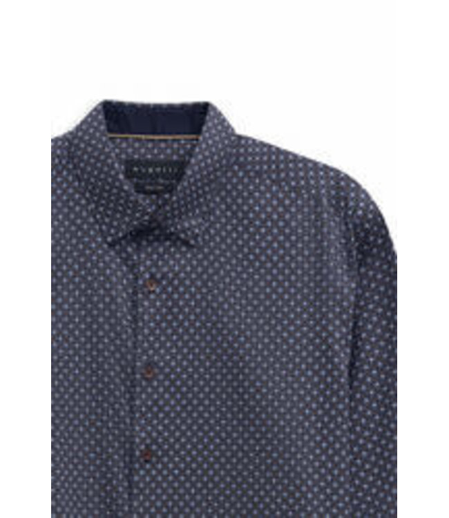 Modern Fit Navy Tan  Print Shirt