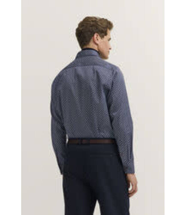 Modern Fit Navy Tan  Print Shirt