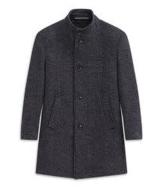 BUGATTI Navy Tweed Overcoat