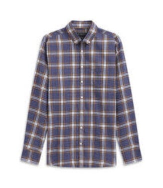 BUGATTI Modern Fit Blue Tan Plaid Shirt