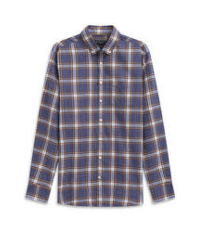Modern Fit Blue Tan Plaid Shirt