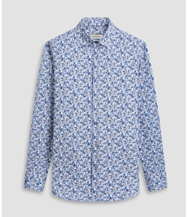 Modern Fit Dusty Blue Pattern Shirt