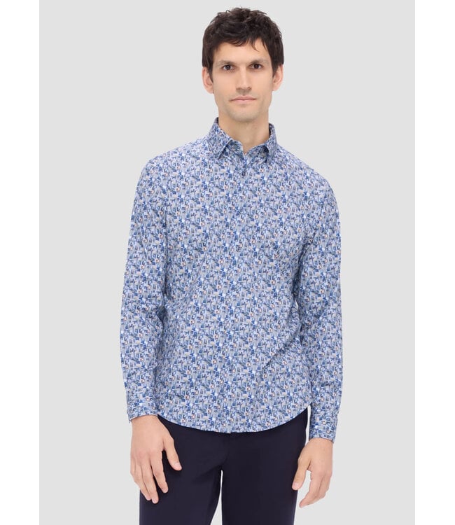 Modern Fit Dusty Blue Pattern Shirt