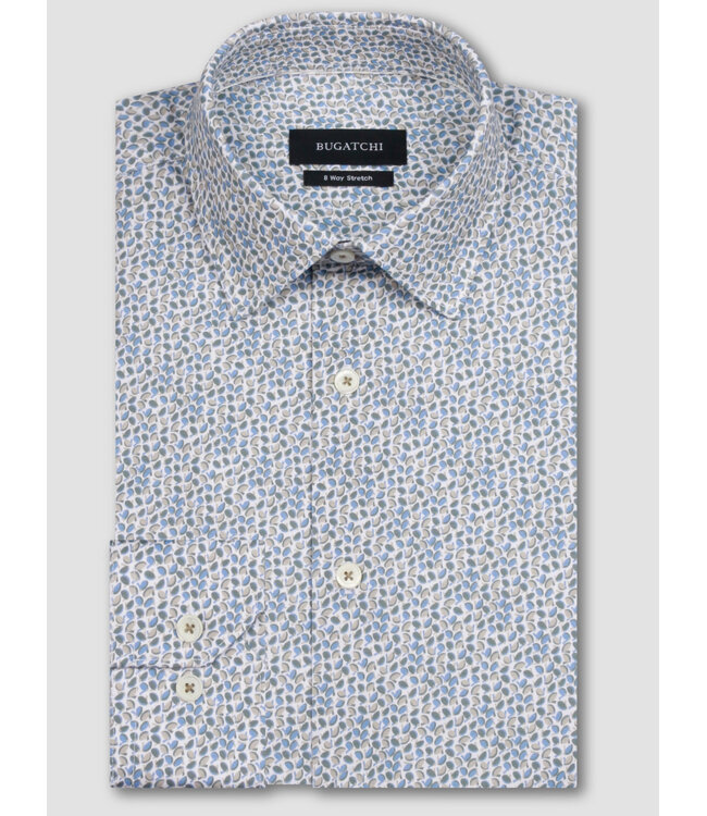 Modern Fit Khaki Blue Leaf Shirt