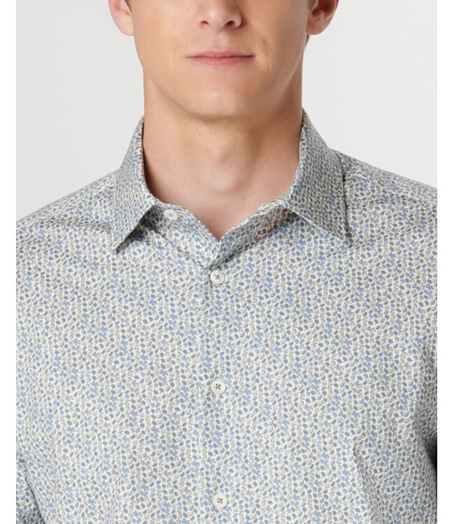 Modern Fit Khaki Blue Leaf Shirt