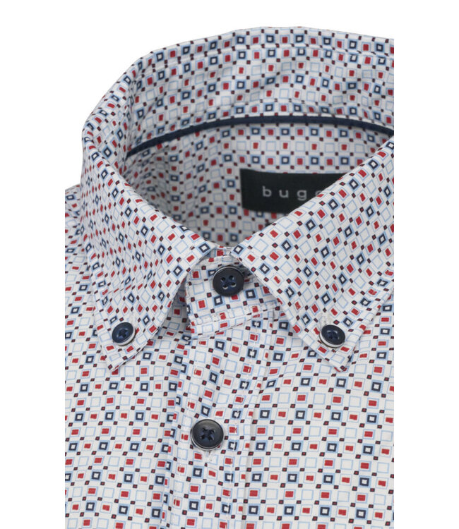 Modern Fit Navy Red Check Shirt