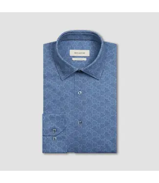 BUGATCHI Modern Fit Cobalt Cube Print Shirt