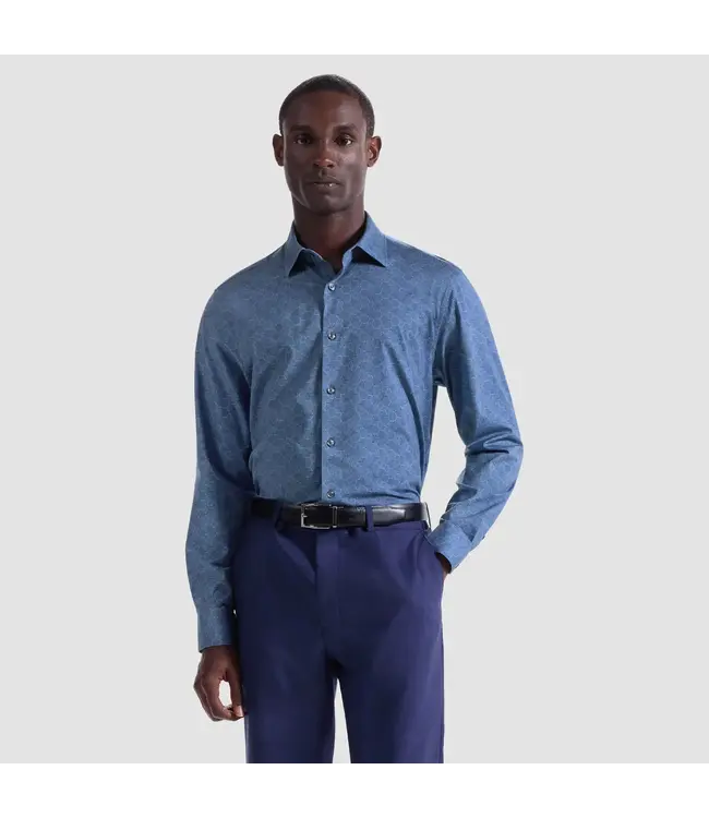 Modern Fit Cobalt Cube Print Shirt