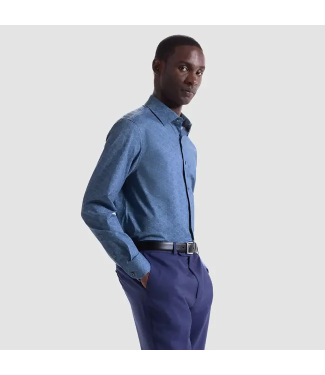 Modern Fit Cobalt Cube Print Shirt